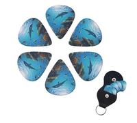 6 Pack Guitar Picks for Acoustic Electric, Thin-Medium-Heavy Picks Handmade Plectrums Ocean Sea Seabed Coral Fish Guitar Plectrums Bass Ukulele Pick for Acoustic Guitars Lovers Gift