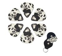 6 Pack Guitar Picks for Acoustic Electric, Thin-Medium-Heavy Picks Handmade Plectrums Playful Panda Guitar Plectrums Bass Ukulele Pick for Acoustic Guitars Lovers Gift