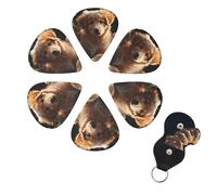 6 Pack Guitar Picks for Acoustic Electric, Thin-Medium-Heavy Picks Handmade Plectrums Puppy and flowers Guitar Plectrums Bass Ukulele Pick for Acoustic Guitars Lovers Gift