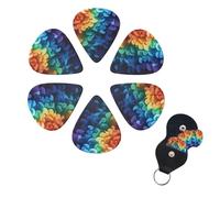 6 Pack Guitar Picks for Acoustic Electric, Thin-Medium-Heavy Picks Handmade Plectrums Rainbow pattern background Guitar Plectrums Bass Ukulele Pick for Acoustic Guitars Lovers Gift