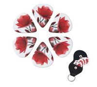 6 Pack Guitar Picks for Acoustic Electric, Thin-Medium-Heavy Picks Handmade Plectrums Red flower bud Guitar Plectrums Bass Ukulele Pick for Acoustic Guitars Lovers Gift