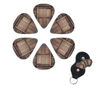6 Pack Guitar Picks for Acoustic Electric, Thin-Medium-Heavy Picks Handmade Plectrums Rustic Wooden Door Guitar Plectrums Bass Ukulele Pick for Acoustic Guitars Lovers Gift
