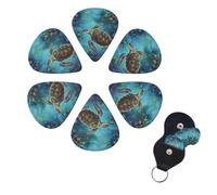 6 Pack Guitar Picks for Acoustic Electric, Thin-Medium-Heavy Picks Handmade Plectrums Sea Turtle Guitar Plectrums Bass Ukulele Pick for Acoustic Guitars Lovers Gift