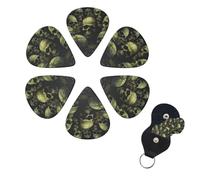 6 Pack Guitar Picks for Acoustic Electric, Thin-Medium-Heavy Picks Handmade Plectrums Skull camouflage pattern Guitar Plectrums Bass Ukulele Pick for Acoustic Guitars Lovers Gift