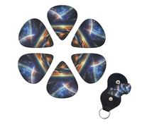 6 Pack Guitar Picks for Acoustic Electric, Thin-Medium-Heavy Picks Handmade Plectrums Universe Landscape Painting Guitar Plectrums Bass Ukulele Pick for Acoustic Guitars Lovers Gift