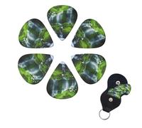 6 Pack Guitar Picks for Acoustic Electric, Thin-Medium-Heavy Picks Handmade Plectrums Waterfall Green Guitar Plectrums Bass Ukulele Pick for Acoustic Guitars Lovers Gift