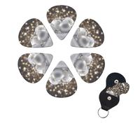 6 Pack Guitar Picks for Acoustic Electric, Thin-Medium-Heavy Picks Handmade Plectrums White Xmas Balls Guitar Plectrums Bass Ukulele Pick for Acoustic Guitars Lovers Gift