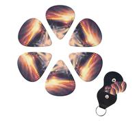 6 Pack Guitar Picks for Acoustic Electric, Thin-Medium-Heavy Picks Handmade Plectrums Winter Snow Sunset Landscape Guitar Plectrums Bass Ukulele Pick for Acoustic Guitars Lovers Gift