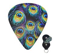 6 Pack Guitar Picks for Acoustic Guitar with Organizer Storage Bag 3 Different Thickness A Bunch of Peacock Feathers