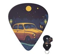 6 Pack Guitar Picks for Acoustic Guitar with Organizer Storage Bag 3 Different Thickness A Yellow Car