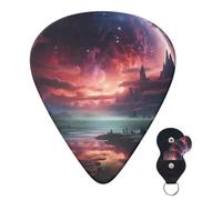 6 Pack Guitar Picks for Acoustic Guitar with Organizer Storage Bag 3 Different Thickness Moon and Aurora