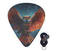 6 Pack Guitar Picks for Acoustic Guitar with Organizer Storage Bag 3 Different Thickness Owl Flying in the Sky