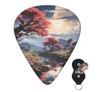 6 Pack Guitar Picks for Acoustic Guitar with Organizer Storage Bag 3 Different Thickness There Are Trees and Flowers