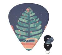 6 Pack Guitar Picks for Acoustic Guitar with Organizer Storage Bag 3 Different Thickness There Is a Car Under the Tree