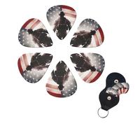 6 Pack Guitar Picks Personalized Guitar Picks with Organizer Storage Box Guitar Plectrum American Flag Soldier Guitar Pick Set Guitar Accessories for Bass Electric Ukulele Guitar Players