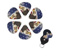 6 Pack Guitar Picks Personalized Guitar Picks with Organizer Storage Box Guitar Plectrum American USA Flag Eagle Art Guitar Pick Set Guitar Accessories for Bass Electric Ukulele Guitar Players