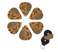 6 Pack Guitar Picks Personalized Guitar Picks with Organizer Storage Box Guitar Plectrum Bees on hive Guitar Pick Set Guitar Accessories for Bass Electric Ukulele Guitar Players