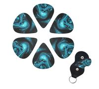 6 Pack Guitar Picks Personalized Guitar Picks with Organizer Storage Box Guitar Plectrum Black and blue swirl pictures Guitar Pick Set Guitar Accessories for Bass Electric Ukulele Guitar Players