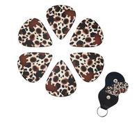 6 Pack Guitar Picks Personalized Guitar Picks with Organizer Storage Box Guitar Plectrum Black and brown cow spots Guitar Pick Set Guitar Accessories for Bass Electric Ukulele Guitar Players