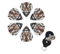 6 Pack Guitar Picks Personalized Guitar Picks with Organizer Storage Box Guitar Plectrum Black and white doodle tiger Guitar Pick Set Guitar Accessories for Bass Electric Ukulele Guitar Players