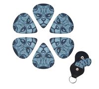 6 Pack Guitar Picks Personalized Guitar Picks with Organizer Storage Box Guitar Plectrum Blue cat head pattern Guitar Pick Set Guitar Accessories for Bass Electric Ukulele Guitar Players