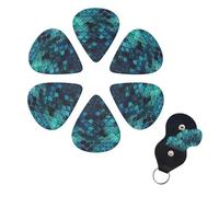 6 Pack Guitar Picks Personalized Guitar Picks with Organizer Storage Box Guitar Plectrum Blue fish scale pattern Guitar Pick Set Guitar Accessories for Bass Electric Ukulele Guitar Players