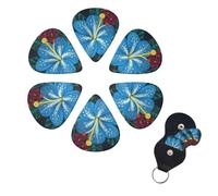 6 Pack Guitar Picks Personalized Guitar Picks with Organizer Storage Box Guitar Plectrum Blue hawaiian flower Guitar Pick Set Guitar Accessories for Bass Electric Ukulele Guitar Players