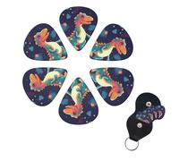 6 Pack Guitar Picks Personalized Guitar Picks with Organizer Storage Box Guitar Plectrum Cartoon dinosaur in space Guitar Pick Set Guitar Accessories for Bass Electric Ukulele Guitar Players