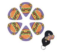 6 Pack Guitar Picks Personalized Guitar Picks with Organizer Storage Box Guitar Plectrum Cartoon hamburger Guitar Pick Set Guitar Accessories for Bass Electric Ukulele Guitar Players
