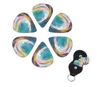 6 Pack Guitar Picks Personalized Guitar Picks with Organizer Storage Box Guitar Plectrum Colorful wave painting Guitar Pick Set Guitar Accessories for Bass Electric Ukulele Guitar Players