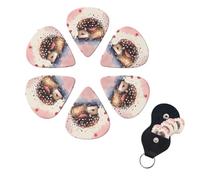 6 Pack Guitar Picks Personalized Guitar Picks with Organizer Storage Box Guitar Plectrum Cute hedgehog watercolor Guitar Pick Set Guitar Accessories for Bass Electric Ukulele Guitar Players