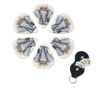 6 Pack Guitar Picks Personalized Guitar Picks with Organizer Storage Box Guitar Plectrum Elephant wearing a crown Guitar Pick Set Guitar Accessories for Bass Electric Ukulele Guitar Players