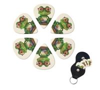 6 Pack Guitar Picks Personalized Guitar Picks with Organizer Storage Box Guitar Plectrum Frog wearing glasses Guitar Pick Set Guitar Accessories for Bass Electric Ukulele Guitar Players