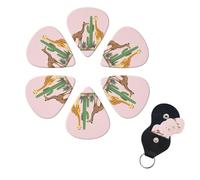 6 Pack Guitar Picks Personalized Guitar Picks with Organizer Storage Box Guitar Plectrum Giraffe and cactus Guitar Pick Set Guitar Accessories for Bass Electric Ukulele Guitar Players