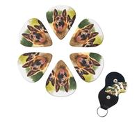 6 Pack Guitar Picks Personalized Guitar Picks with Organizer Storage Box Guitar Plectrum Happy german shepherd Guitar Pick Set Guitar Accessories for Bass Electric Ukulele Guitar Players
