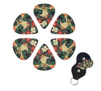 6 Pack Guitar Picks Personalized Guitar Picks with Organizer Storage Box Guitar Plectrum Hawaiian Folklore Theme Guitar Pick Set Guitar Accessories for Bass Electric Ukulele Guitar Players