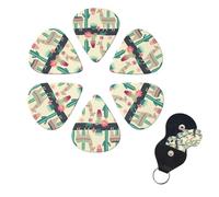 6 Pack Guitar Picks Personalized Guitar Picks with Organizer Storage Box Guitar Plectrum Llama and Cactus Guitar Pick Set Guitar Accessories for Bass Electric Ukulele Guitar Players