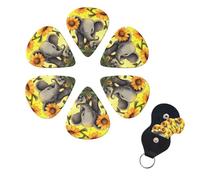 6 Pack Guitar Picks Personalized Guitar Picks with Organizer Storage Box Guitar Plectrum Mother elephant sunflowers Guitar Pick Set Guitar Accessories for Bass Electric Ukulele Guitar Players