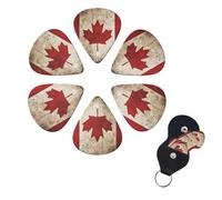 6 Pack Guitar Picks Personalized Guitar Picks with Organizer Storage Box Guitar Plectrum Retro Canada Flag Guitar Pick Set Guitar Accessories for Bass Electric Ukulele Guitar Players