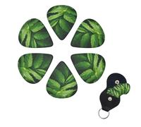 6 Pack Guitar Picks Personalized Guitar Picks with Organizer Storage Box Guitar Plectrum Summer green leaves Guitar Pick Set Guitar Accessories for Bass Electric Ukulele Guitar Players