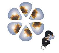 6 Pack Guitar Picks Personalized Guitar Picks with Organizer Storage Box Guitar Plectrum Sunflowers Yellow Flowers Guitar Pick Set Guitar Accessories for Bass Electric Ukulele Guitar Players