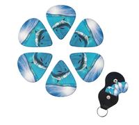 6 Pack Guitar Picks Personalized Guitar Picks with Organizer Storage Box Guitar Plectrum Swimming Dolphin in Blue Sea Guitar Pick Set Guitar Accessories for Bass Electric Ukulele Guitar Players
