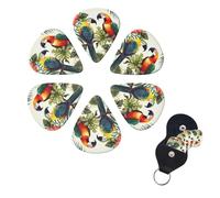 6 Pack Guitar Picks Personalized Guitar Picks with Organizer Storage Box Guitar Plectrum Toucans Parrot palm tree leaves Guitar Pick Set Guitar Accessories for Bass Electric Ukulele Guitar Players
