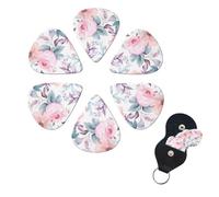 6 Pack Guitar Picks Personalized Guitar Picks with Organizer Storage Box Guitar Plectrum Watercolor Floral Pattern Guitar Pick Set Guitar Accessories for Bass Electric Ukulele Guitar Players