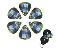 6 Pack Guitar Picks Personalized Guitar Picks with Organizer Storage Box Guitar Plectrum Waterfall Flowing Down Guitar Pick Set Guitar Accessories for Bass Electric Ukulele Guitar Players