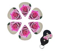 6 Pack Guitar Picks Personalized Guitar Picks with Organizer Storage Box Guitar Plectrum White Watercolor Floral Rose Guitar Pick Set Guitar Accessories for Bass Electric Ukulele Guitar Players