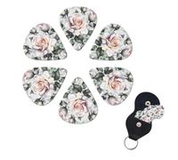 6 Pack Guitar Picks Personalized Guitar Picks with Organizer Storage Box Guitar Plectrum White Watercolor Floral Rose Guitar Pick Set Guitar Accessories for Bass Electric Ukulele Guitar Players
