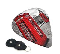 6 Pack Guitar Picks Personalized Guitars Plectrums with Organizer Storage Box London Red Telephone Booth Guitar Pick Electric Acoustic Guitars Picks Plectrum for Bass Pick (0.46mm, 0.71mm, 0.96mm)