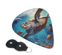 6 Pack Guitar Picks Personalized Guitars Plectrums with Organizer Storage Box Sea Turtle Dolphin Fish Guitar Pick Electric Acoustic Guitars Picks Plectrum for Bass Pick (0.46mm, 0.71mm, 0.96mm)