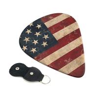 6 Pack Guitar Picks Personalized Guitars Plectrums with Organizer Storage Box Vintage American USA Flag Guitar Pick Electric Acoustic Guitars Picks Plectrum for Bass Pick (0.46mm, 0.71mm, 0.96mm)